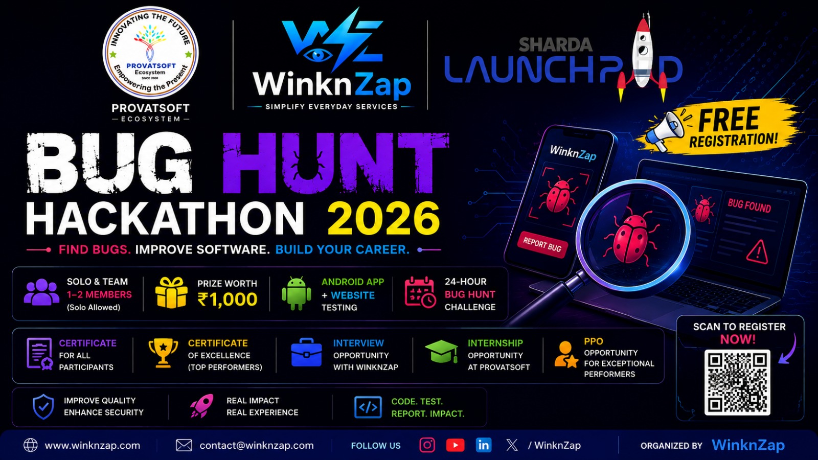 WinknZap Bug Hunt Hackathon 2026 banner